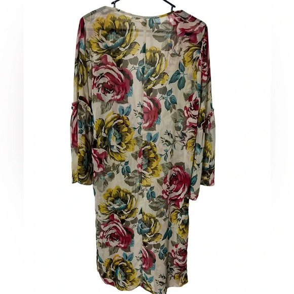 BAND OF GYPSIES Women's Duster Cardigan Kimono Sleeve Floral Sheer XS - Picture 2 of 6